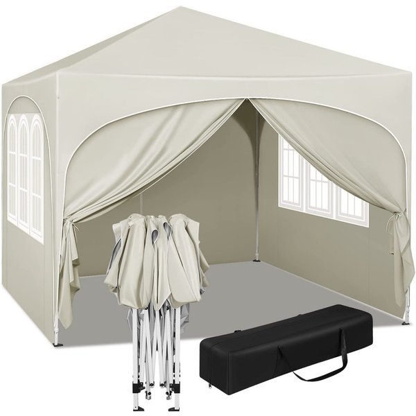 Woltu Faltpavillon, mit 4 Seitenteilen, 3x3 m, mit 4 Seitenwänden, höhenverstellbar
