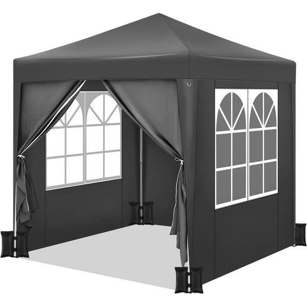 Woltu Faltpavillon, mit 4 Seitenteilen, 2x2 m, mit 4 Seitenteilen und 4 Sandsäcke, höhenverstellbarer