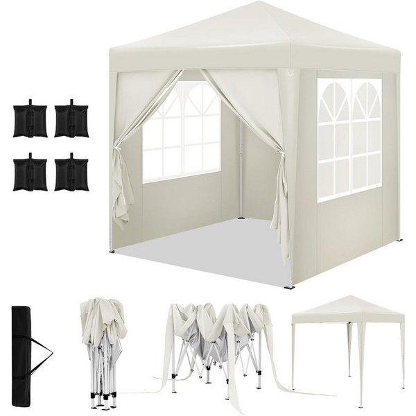Woltu Faltpavillon, mit 4 Seitenteilen, 2x2 m, mit 4 Seitenteilen und 4 Sandsäcke, höhenverstellbarer