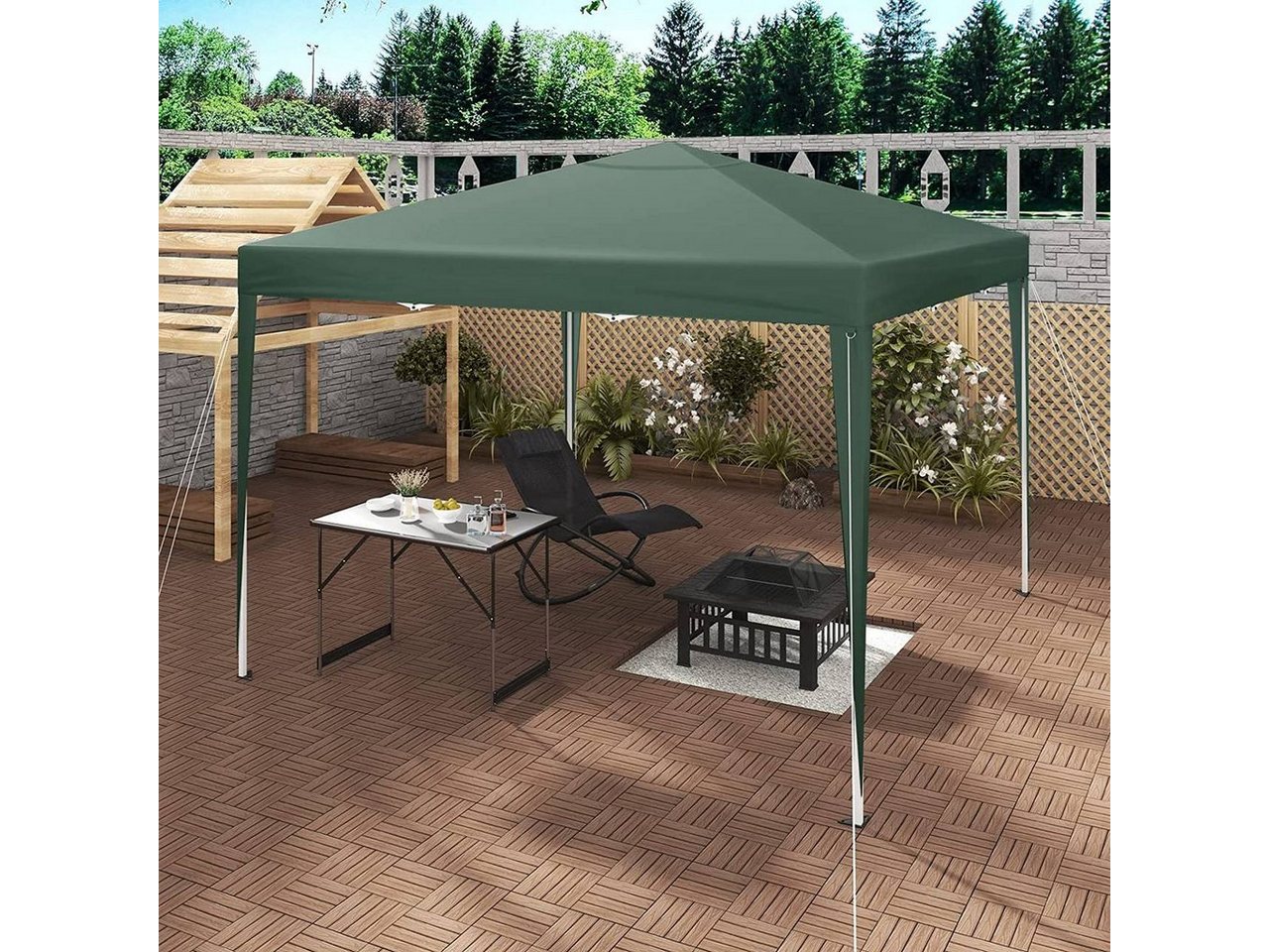 Woltu Faltpavillon, Pop-Up Pavillon aus Oxford Metallrahmen 3x3 m – Bild 4 von 5