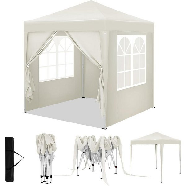 Woltu Faltpavillon, mit 4 Seitenteilen, 2x2 m, mit 4 Seitenwänden, höhenverstellbarer