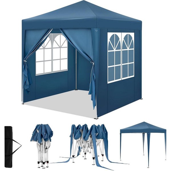 Woltu Faltpavillon, mit 4 Seitenteilen, 2x2 m, mit 4 Seitenwänden, höhenverstellbarer