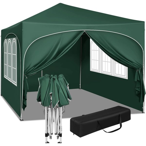 Woltu Faltpavillon, mit 4 Seitenteilen, 3x3 m, mit 4 Seitenwänden, höhenverstellbar