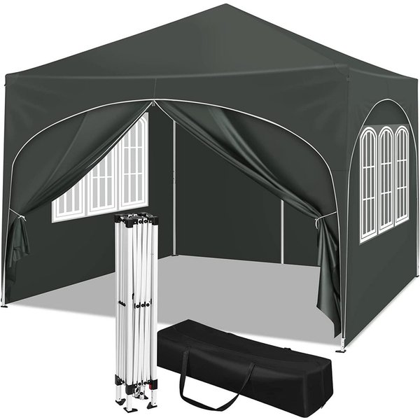 Woltu Faltpavillon, mit 4 Seitenteilen, 3x3 m, mit 4 Seitenwänden, höhenverstellbar