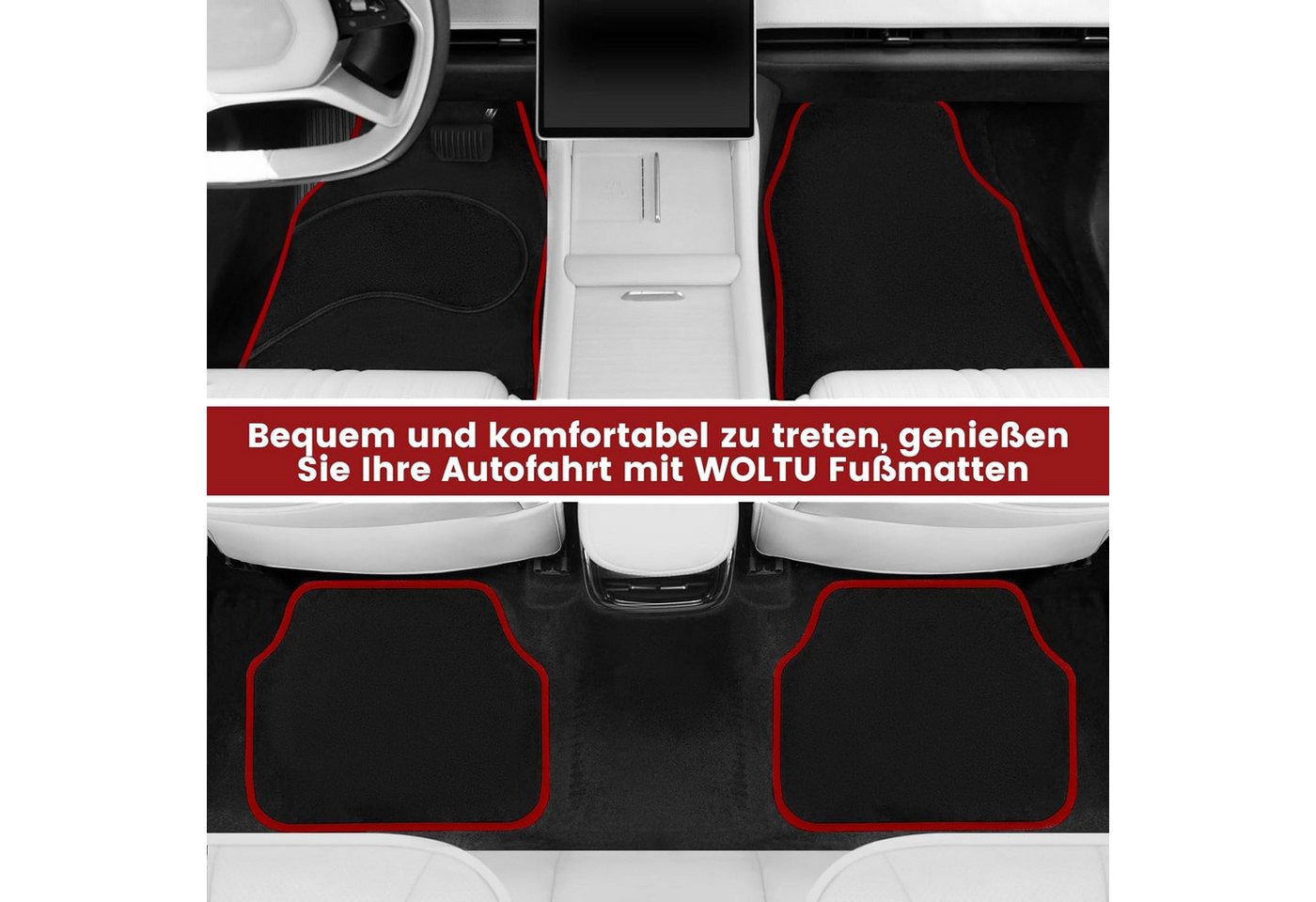 Woltu Fußmatte 7135, Höhe: 5 mm, universelle Autofußmatten-Set, gegen Wasser rutschfest – Bild 5 von 5