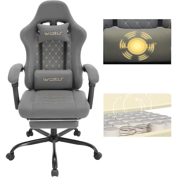 Woltu Gaming-Stuhl (1 St), mit Massagefunktion, ergonomisch, 150 kg, Tech-Stoff