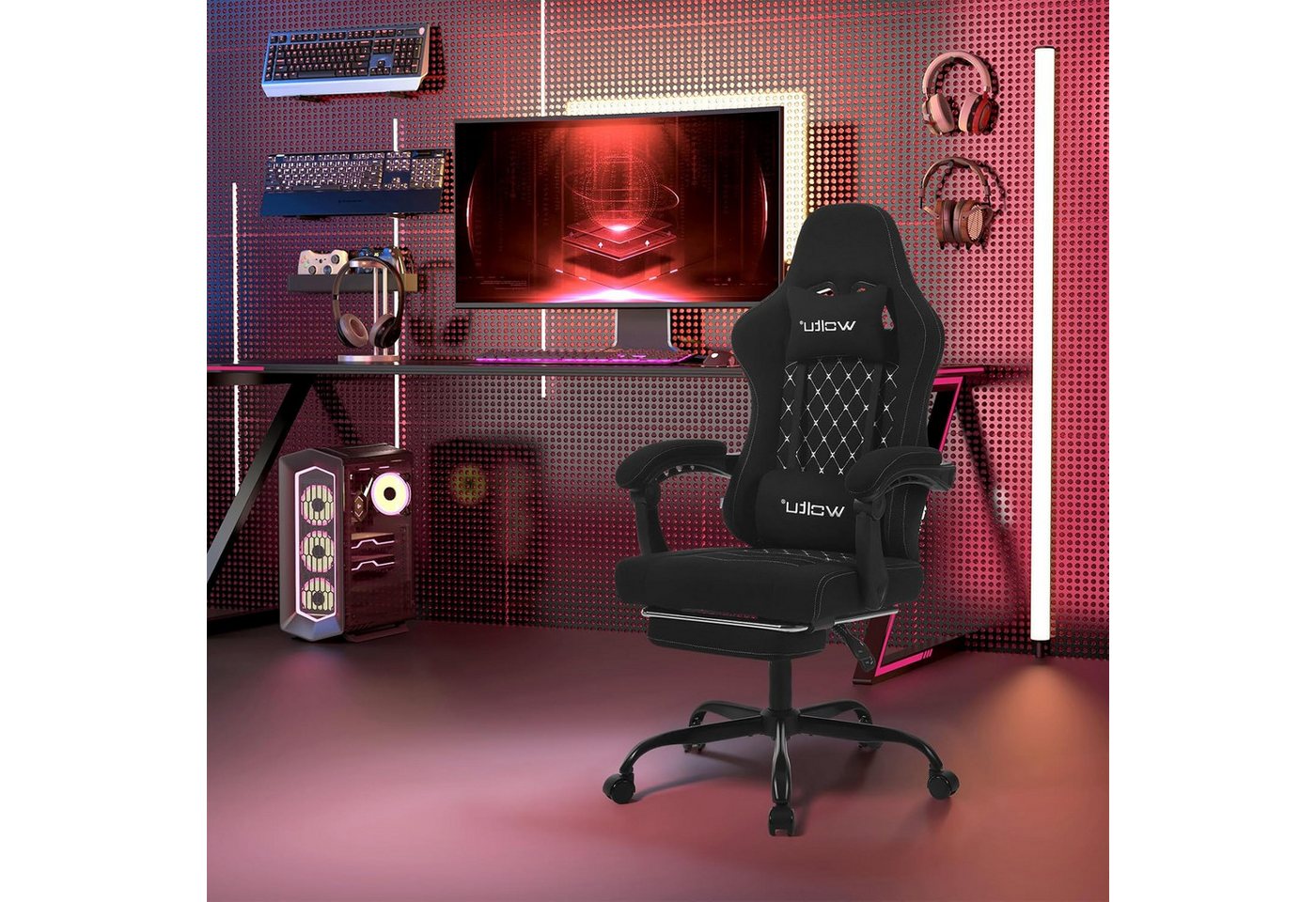 Woltu Gaming-Stuhl (1 St), mit Massagefunktion, ergonomisch, 150 kg, Netzstoff – Bild 4 von 5