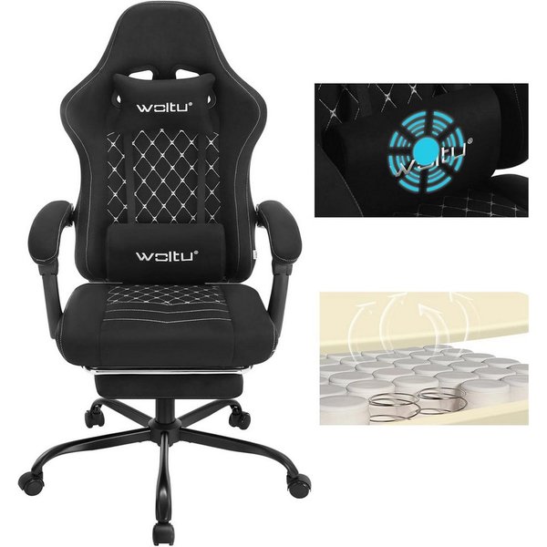 Woltu Gaming-Stuhl (1 St), mit Massagefunktion, ergonomisch, 150 kg, Tech-Stoff