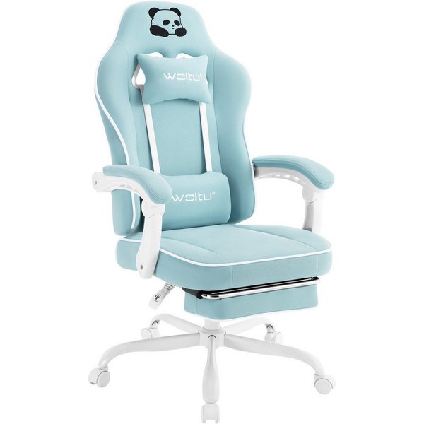 Woltu Gaming-Stuhl (1 St), mit Kopfkissen Lendenkissen Fußstütze, ergonomisch, Netzstoff