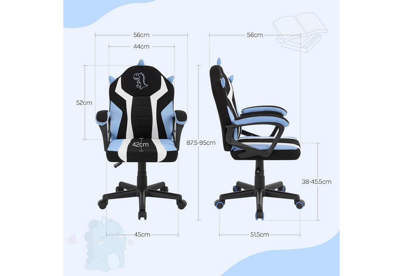 Woltu Gaming-Stuhl (1 St), Gaming Stuhl Kinder, mit doppelte radsätze, Ergonomisch – Bild 3 von 4