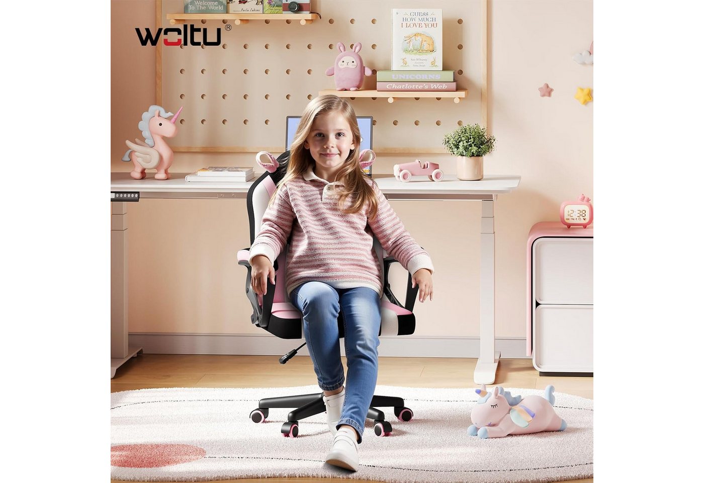Woltu Gaming-Stuhl (1 St), Gaming Stuhl Kinder, mit doppelte radsätze, Ergonomisch – Bild 2 von 4