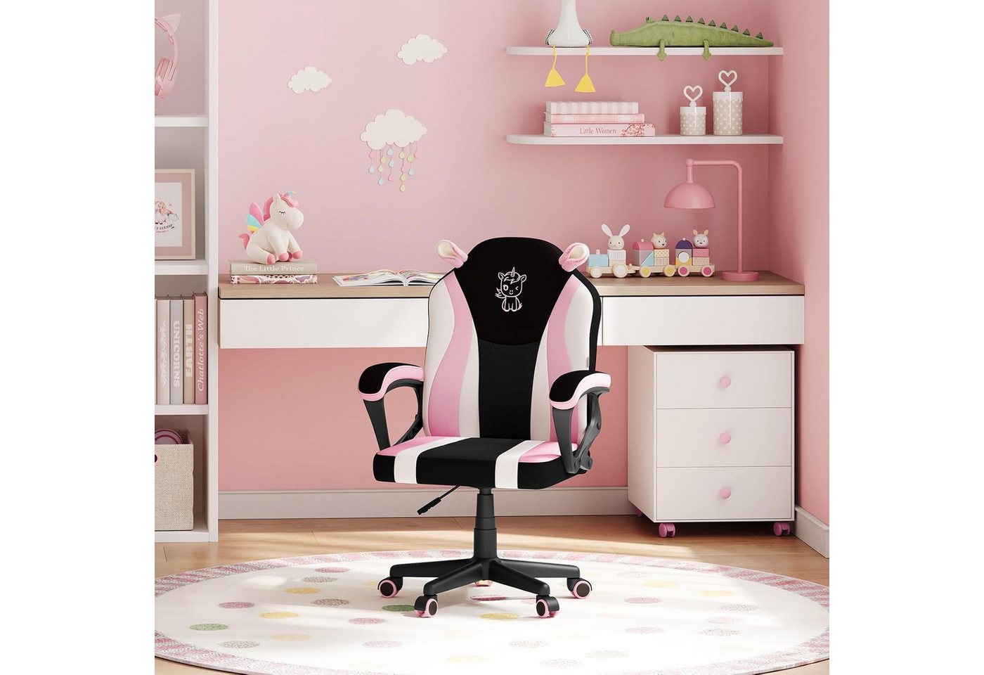 Woltu Gaming-Stuhl (1 St), Gaming Stuhl Kinder, mit doppelte radsätze, Ergonomisch – Bild 4 von 4