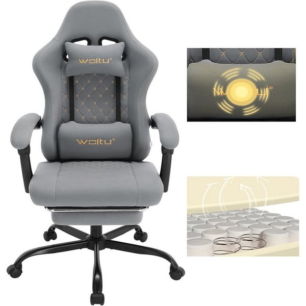 Woltu Gaming-Stuhl (1 St), mit Massagefunktion, ergonomisch, 150 kg, Netzstoff