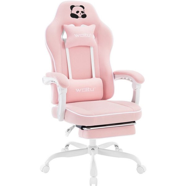 Woltu Gaming-Stuhl (1 St), mit Kopfkissen Lendenkissen Fußstütze, ergonomisch, Netzstoff