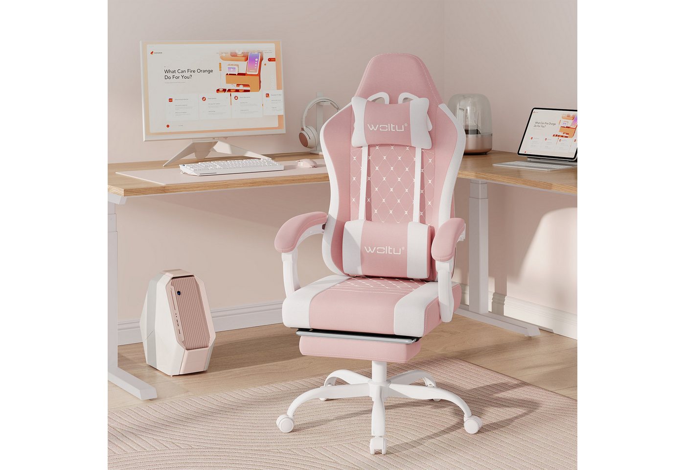 Woltu Gaming-Stuhl (1 St), mit Massagefunktion, ergonomisch, 150 kg, Netzstoff – Bild 2 von 5