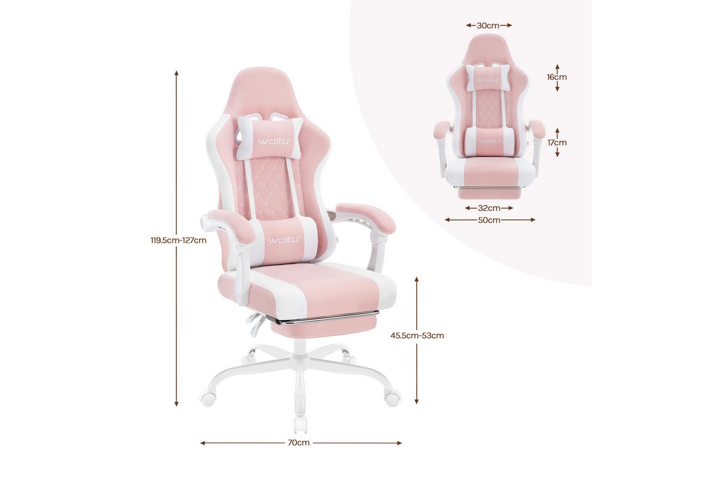 Woltu Gaming-Stuhl (1 St), mit Massagefunktion, ergonomisch, 150 kg, Netzstoff – Bild 3 von 5