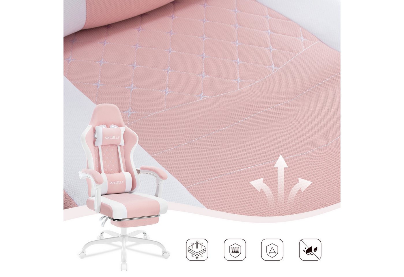 Woltu Gaming-Stuhl (1 St), mit Massagefunktion, ergonomisch, 150 kg, Netzstoff – Bild 4 von 5