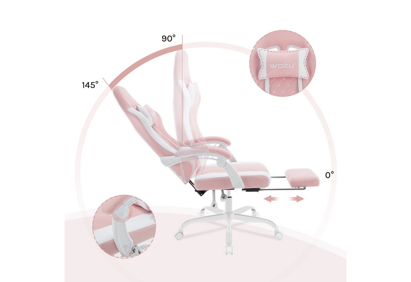 Woltu Gaming-Stuhl (1 St), mit Massagefunktion, ergonomisch, 150 kg, Netzstoff – Bild 5 von 5
