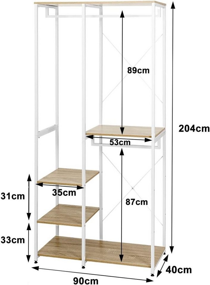 Woltu Garderobenständer, (1 St), Kleiderständer mit Ablage, aus Holz und Stahl – Bild 3 von 5