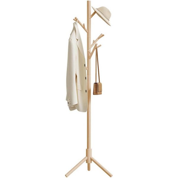 Woltu Garderobenständer, freistehender Kleiderständer aus Holz, 48x175x42 cm