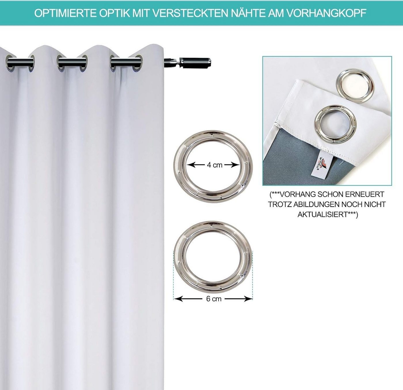 Woltu Gardine (1 St), blickdicht, mit Ösen, 130 g/m², Leichter & weicher – Bild 4 von 5