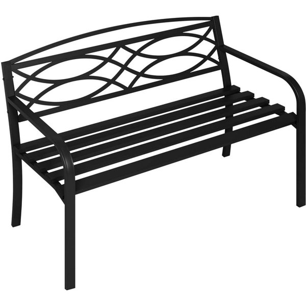 Woltu Gartenbank (1-St), Sitzbank Outdoor, Metall wetterfest, 127x83x59,5 cm, Schwarz