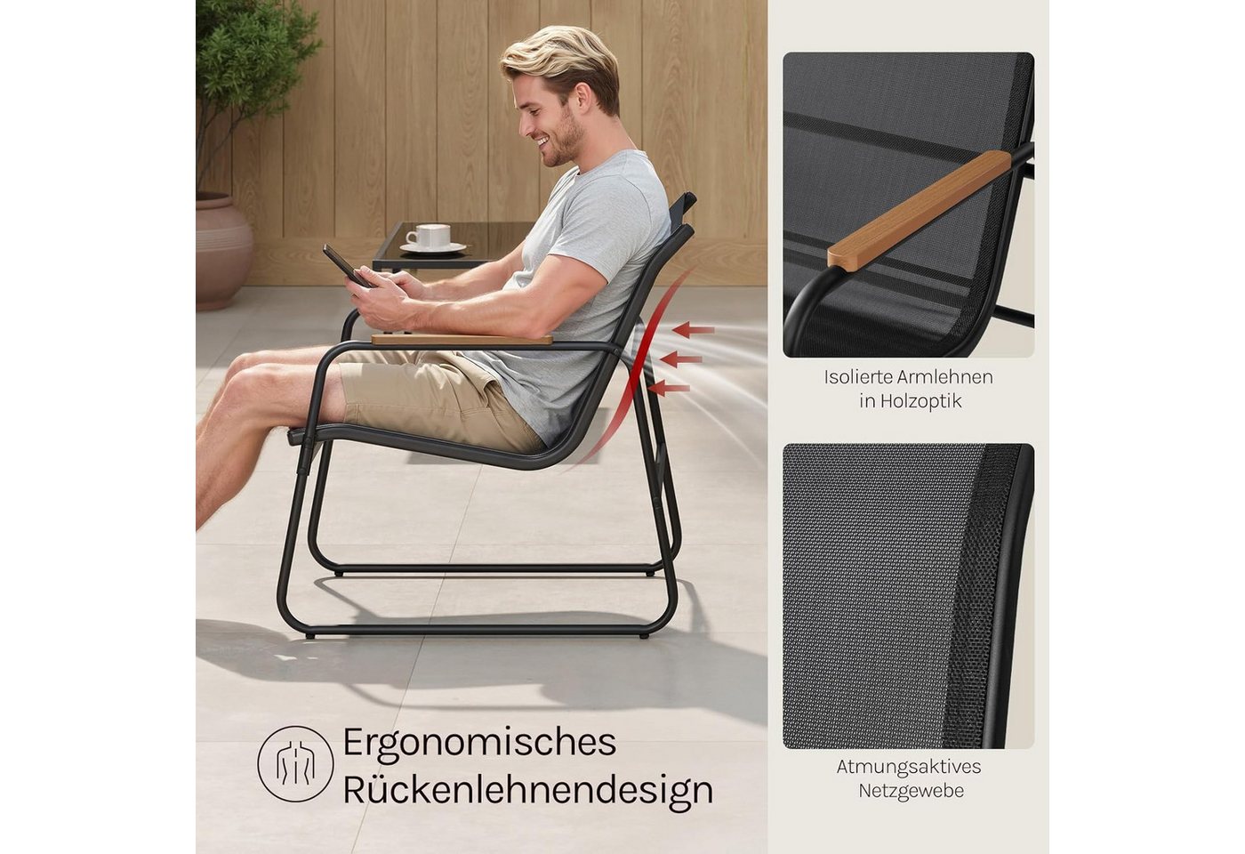 Woltu Gartenlounge-Set, (4-tlg), Gartenmöbel-Set, 1 Tisch & 1 Zweisitzer-Sofa & 2 Sessel, Wetterfest – Bild 5 von 5