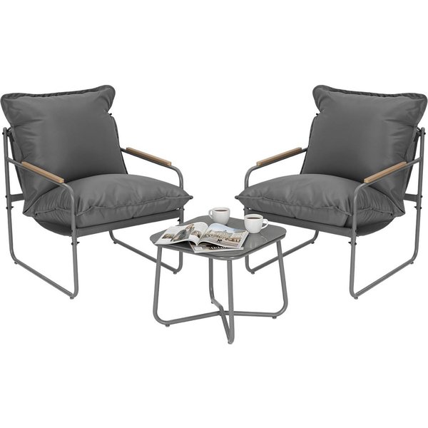 Woltu Gartenlounge-Set, (3-tlg), Gartenmöbel Set, 2 Sessel 1 Couchtisch, mit abnehmbaren Sitzkissen