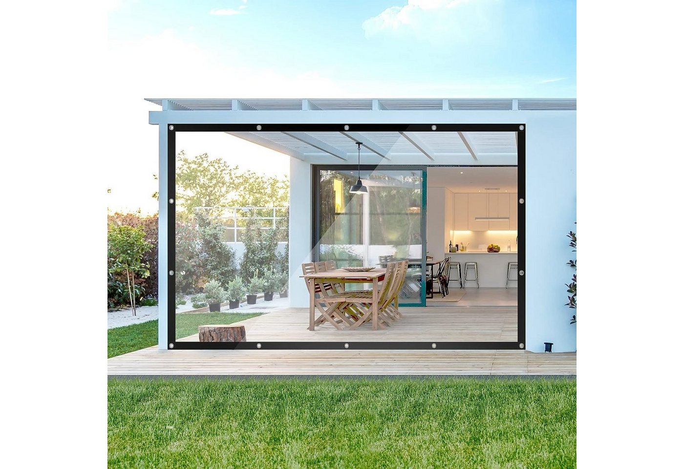 Woltu Gartenmöbel-Schutzhülle (1-St), PVC Plane 380g/m² mit Ösen und Seil – Bild 2 von 5