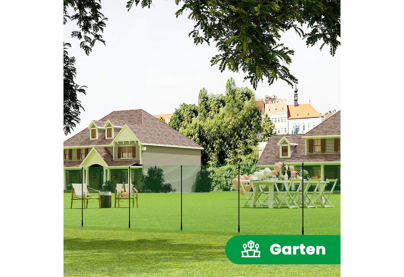 Woltu Gartenzaun, (1-St), Geflügelnetz, mobiler Zaun, 53 g/m² PE, Grün – Bild 2 von 5