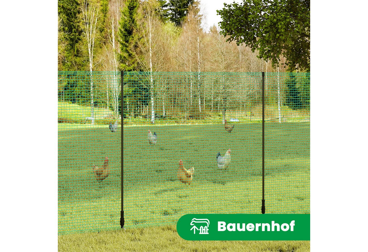 Woltu Gartenzaun, (1-St), Geflügelnetz, mobiler Zaun, 53 g/m² PE, Grün – Bild 4 von 5