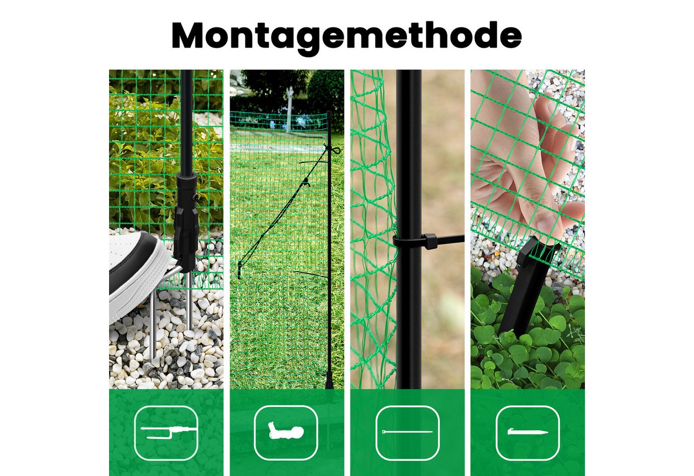 Woltu Gartenzaun, (1-St), Geflügelnetz, mobiler Zaun, 53 g/m² PE, Grün – Bild 5 von 5