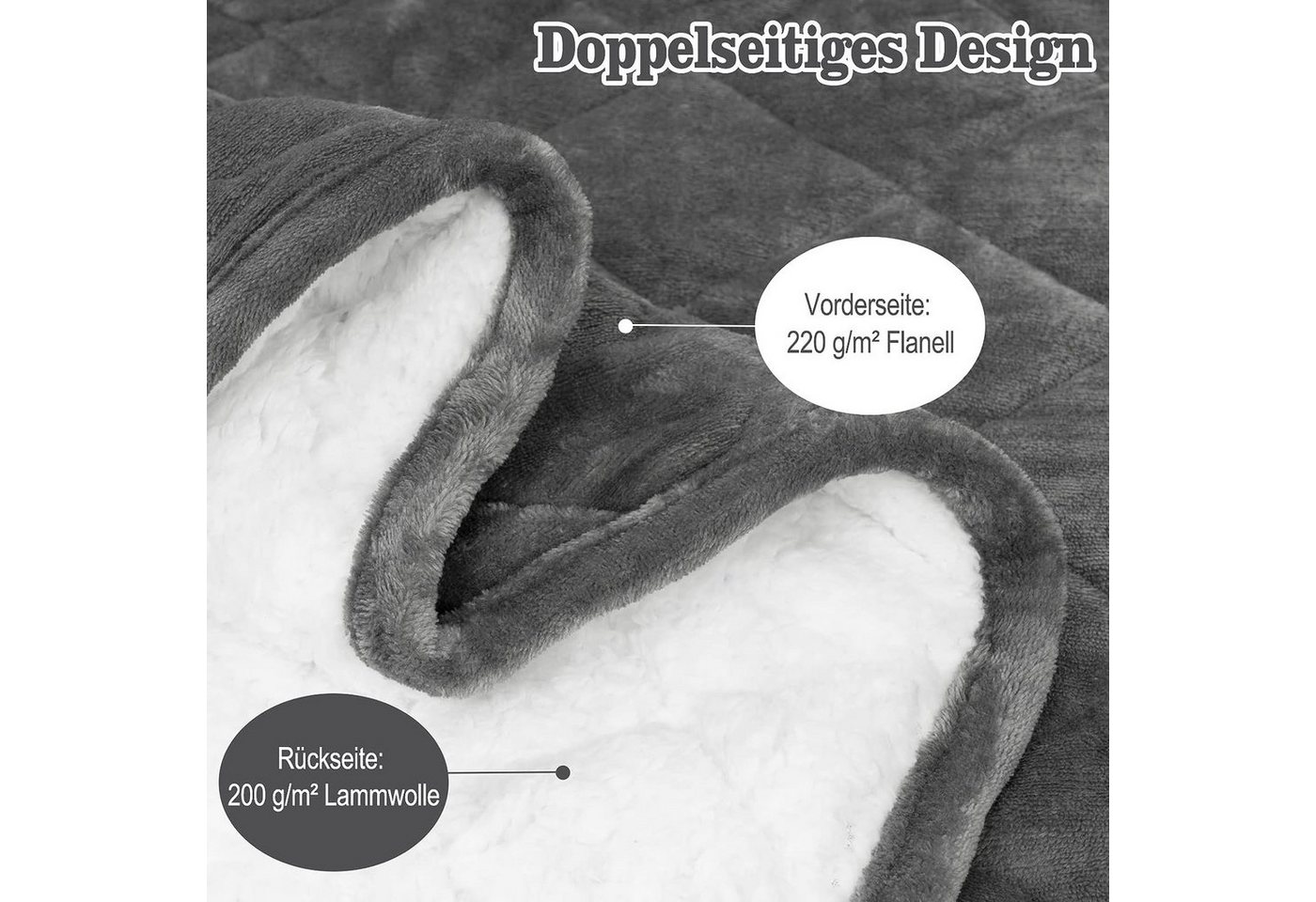 Woltu Gewichtsdecke, Bezug: Flanell Sherpa, Therapiedecke, Schwere Decke aus Flanell Sherpa – Bild 2 von 5