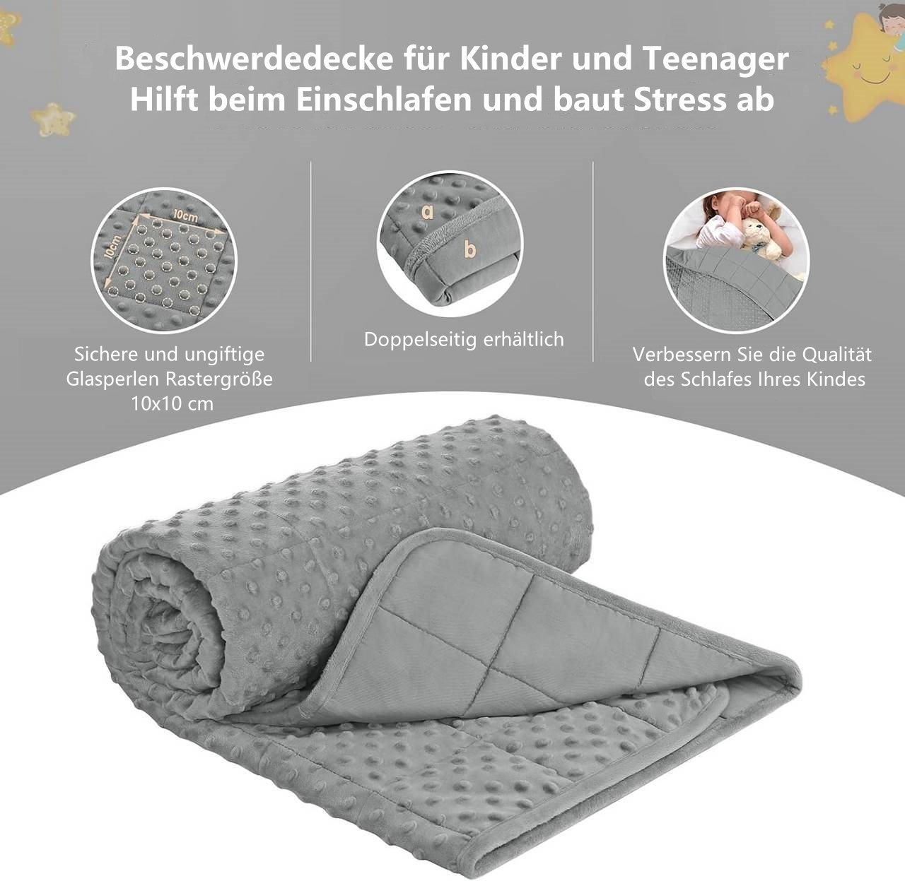 Woltu Gewichtsdecke, Kinder, doppelseitig, Weiche Baumwolle & Minky Dots – Bild 4 von 5