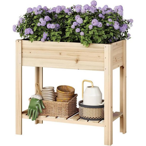 Woltu Hochbeet (1 St), mit Blumenkasten Ablageboden Folie, 80x75x40 cm