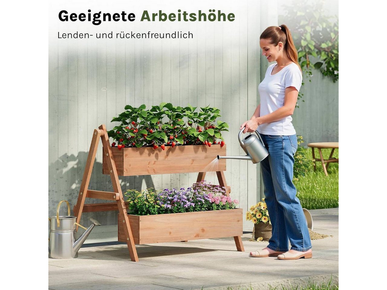 Woltu Hochbeet (1 St), Gemüsebeet Kräuterbeet Pflanzbeet, mit Innenvlies – Bild 4 von 5
