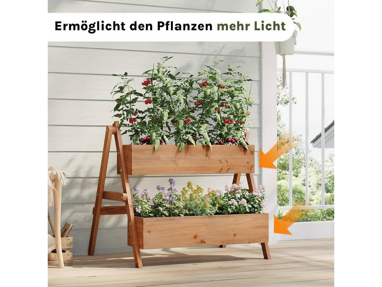 Woltu Hochbeet (1 St), Gemüsebeet Kräuterbeet Pflanzbeet, mit Innenvlies – Bild 5 von 5