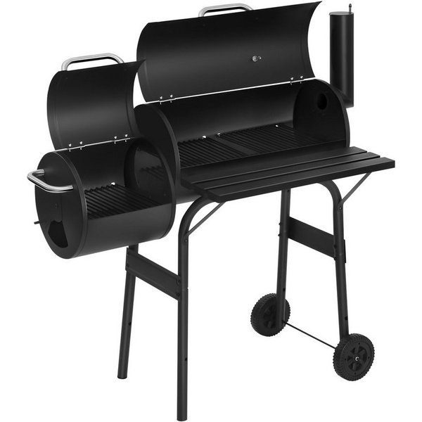 Woltu Holzkohlegrill, 2 Kammern Standgrill BBQ Grill für Camping Garten