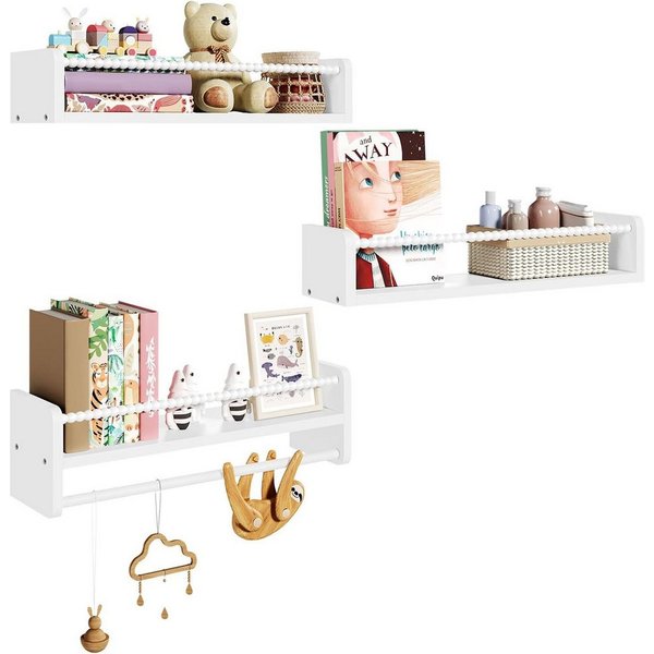Woltu Kinderregal, 3-tlg., Bücherregal Wand, Montessori Regal, aus Massivholz