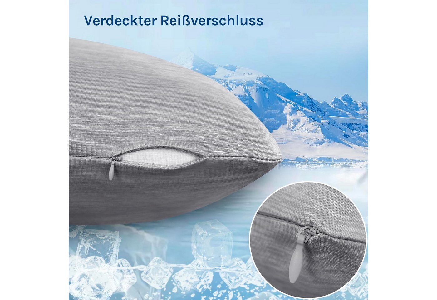 Woltu Kissenbezug, (2 Stück), Kühlende Kissenhülle, Weich, Atmungsaktiv, mit Q-Max>0.45 Arc-Chill – Bild 4 von 5