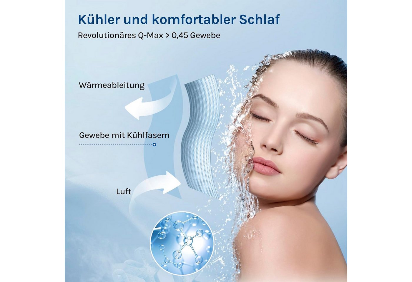 Woltu Kissenbezug, (2 Stück), Kühlende Kissenhülle, Weich, Atmungsaktiv, mit Q-Max>0.45 Arc-Chill – Bild 5 von 5