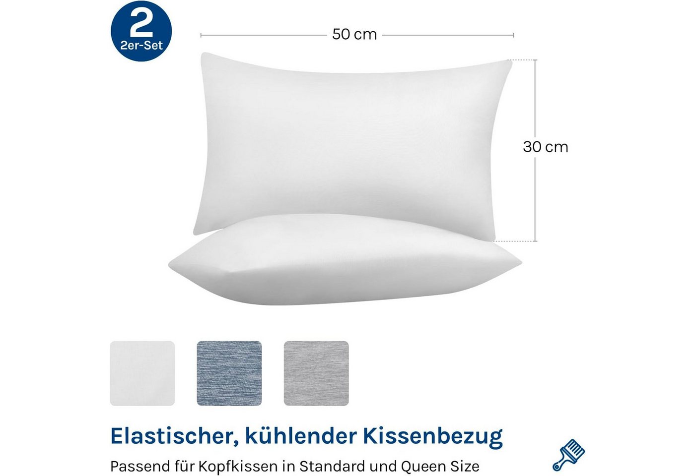 Woltu Kissenbezug, (2 Stück), Kühlende Kissenhülle, Weich, Atmungsaktiv, mit Q-Max>0.45 Arc-Chill – Bild 3 von 5