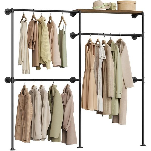 Woltu Kleiderständer, (1 St), offener Kleiderschrank Kleiderständer mit 5 Ablagen, Metallrohre