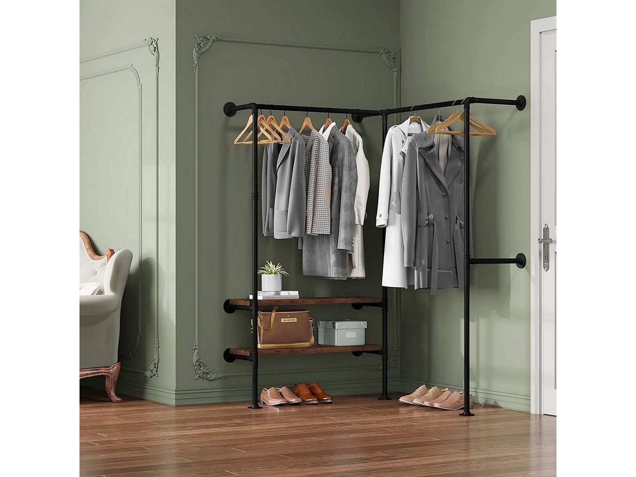 Woltu Kleiderstange (1 St), mit Regalen Wandmontage Garderobe für begehbaren – Bild 2 von 5