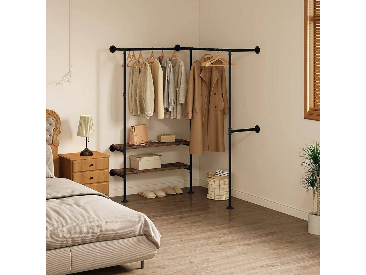 Woltu Kleiderstange (1 St), mit Regalen Wandmontage Garderobe für begehbaren – Bild 4 von 5