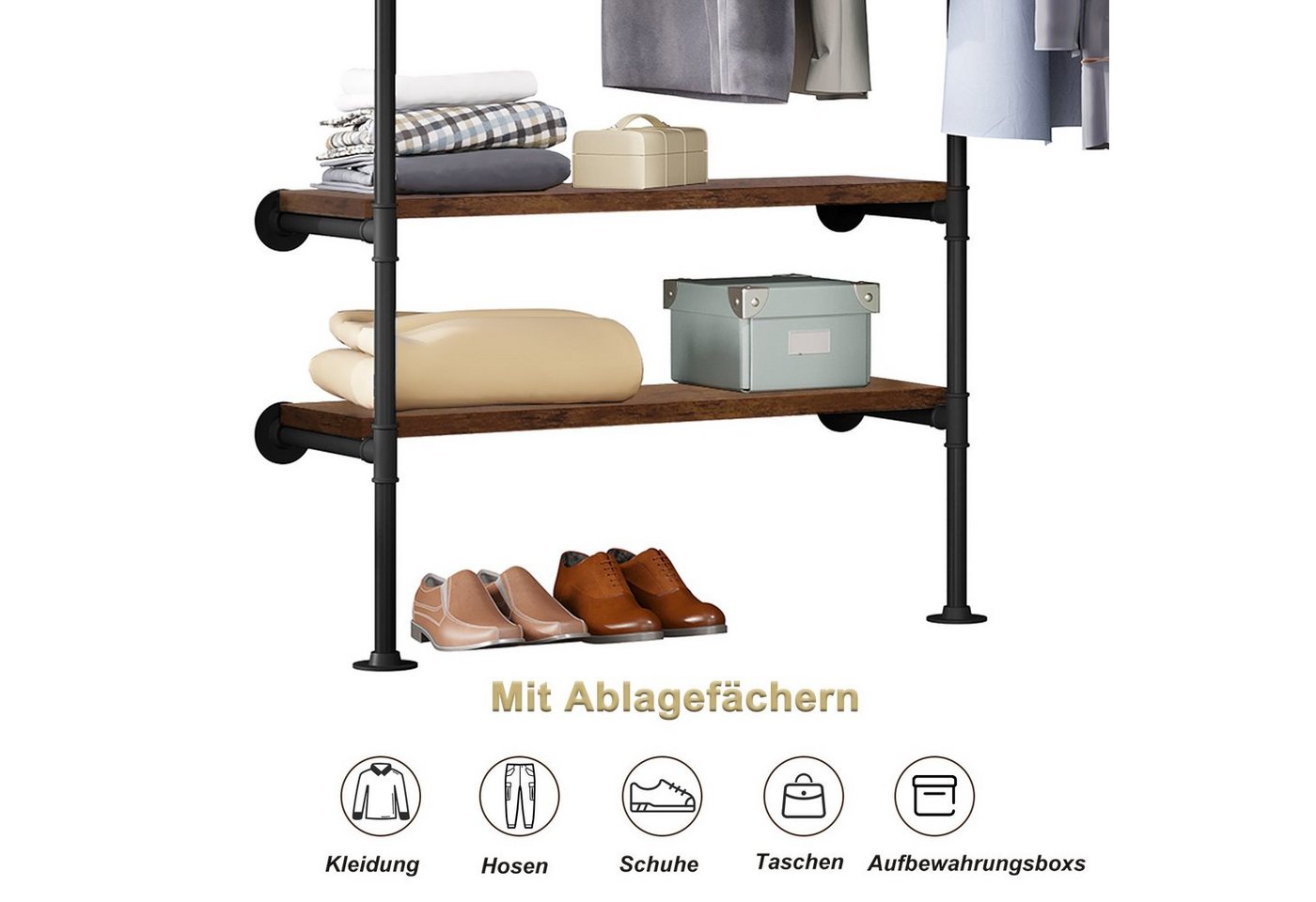 Woltu Kleiderstange (1 St), mit Regalen Wandmontage Garderobe für begehbaren – Bild 5 von 5