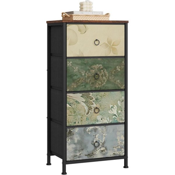 Woltu Kommode (1 St), schmal, mit 4 Schubladen aus Stoff, Sideboard