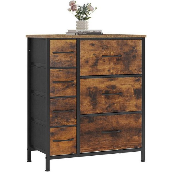 Woltu Kommode (1 St), mit 7 Schubladen aus Stoff, Sideboard, Metallrahmen