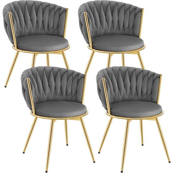 Woltu Küchenstuhl (4 St), 4er Set, mit Metallrahmen, ergonomisch, 360° drehbar, Samtsitz