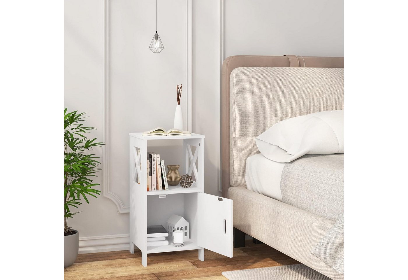 Woltu Nachttisch (1-St), Beistelltisch schmal, 30x60x30 cm, modern – Bild 2 von 5